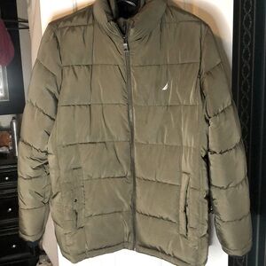 Men’s L Nautica olive green warm puffer winter jacket